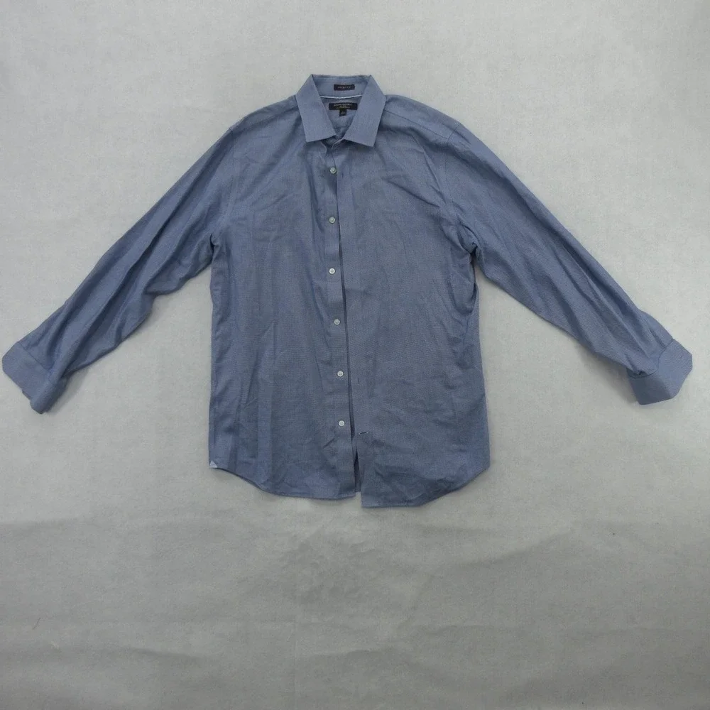 Banana Republic Shirt Mens Large Blue Grant Fit Non-Iron Stretch Dress 16-16.5